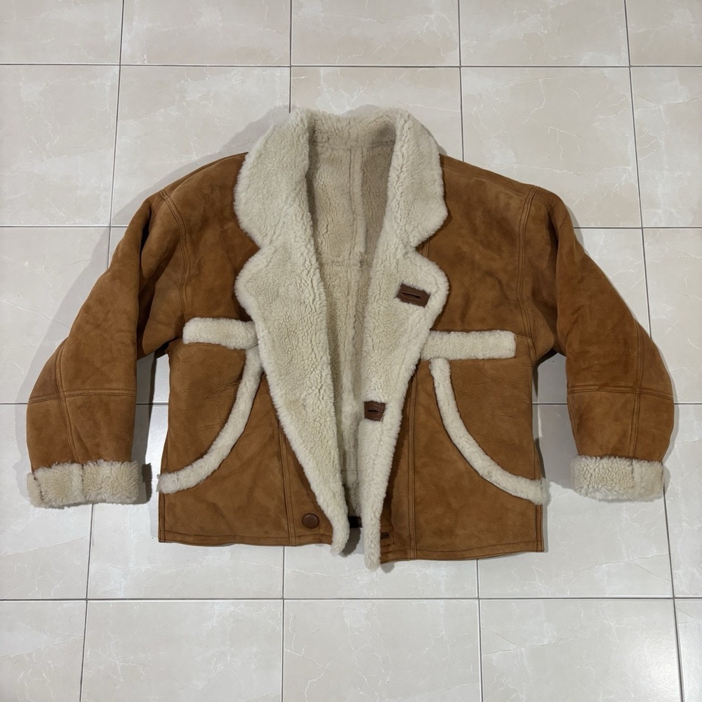 Sandro Paris Fur Leather Brown Winter Coat Lamb BRAND NEW FLAWED Shearling